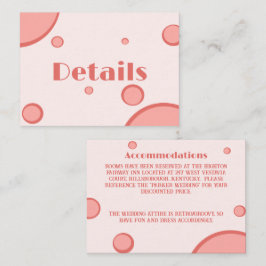 Groovy Pink Circles Retro Wedding Detail Begleitkarte