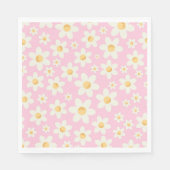 Groovy Pink Daisy Birthday Napkins - Retro Boho 1s Serviette (Vorderseite)