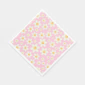 Groovy Pink Daisy Birthday Napkins - Retro Boho 1s Serviette (Ecke)