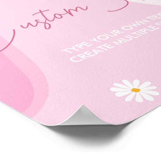 Groovy Pink Daisy Birthday Party Table Sign Poster (Ecke)