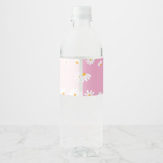 Groovy Pink Daisy Birthday Wasser Flasche Etikett (Rückseite)