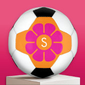 Groovy Pink Daisy mit Custom Orange Monogram Fußball