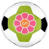 Groovy Pink Daisy mit Custom Orange Monogram Fußball (Gedreht)