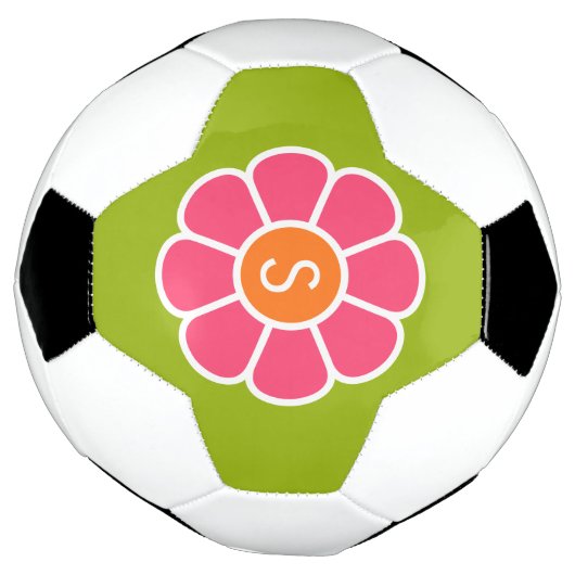Groovy Pink Daisy mit Custom Orange Monogram Fußball (Gedreht)
