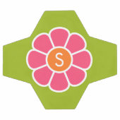 Groovy Pink Daisy mit Custom Orange Monogram Fußball (Flach)