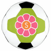 Groovy Pink Daisy mit Custom Orange Monogram Fußball (Vorderseite)