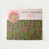 Groovy Pink Floral Geburtstag Foto Hintergrund Wandteppich (Vorderseite (Horizontal))