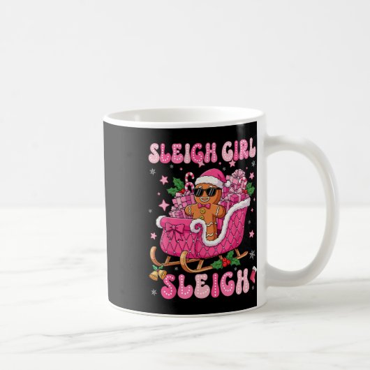 Groovy Pink Gingerbread Sleigh Coquette Bow Christ Kaffeetasse (Rechts)