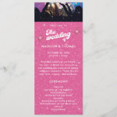 Groovy Pink Glitzer Ball Wedding Programm (Vorderseite)