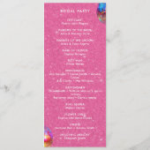 Groovy Pink Glitzer Ball Wedding Programm (Rückseite)