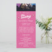 Groovy Pink Glitzer Ball Wedding Programm (Stehend Vorderseite)