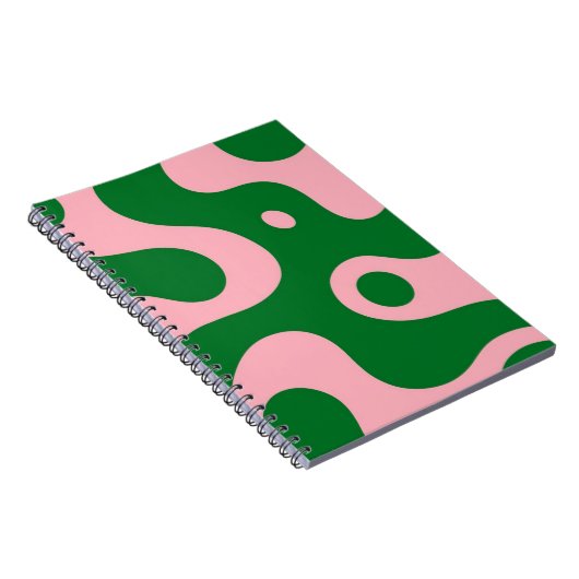 Groovy Pink & Green Abstrakt Spiral Notebook Notizblock (Rechte Seite)