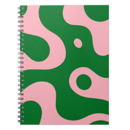 Groovy Pink & Green Abstrakt Spiral Notebook Notizblock