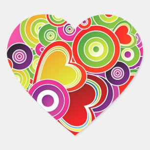 Groovy Pink Heart Sticker