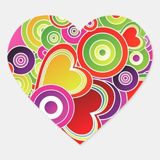Groovy Pink Heart Sticker (Vorderseite)