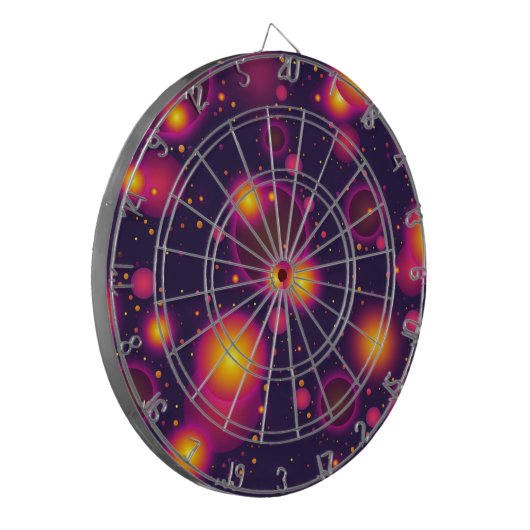 Groovy Pink Lila und gelb leuchtend Blase Abstr. Dartscheibe (Vorderseite Links)