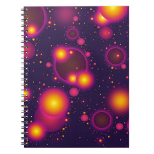 Groovy Pink Lila und gelb leuchtend Blase Abstr. Notizblock