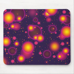 Groovy Pink Lila und gelb leuchtende Blasen Mousepad