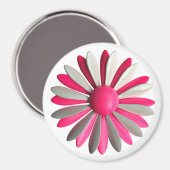 Groovy Pink MOD Hippie Daisy Blume Power Floral Magnet (Vorderseite/Rückseite)