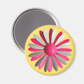Groovy Pink MOD Hippie Daisy Blume Yellow Floral Magnet (Vorderseite/Rückseite)