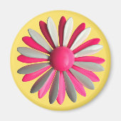 Groovy Pink MOD Hippie Daisy Blume Yellow Floral Magnet (Vorne)