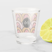 Groovy Pink Orange Monogram Individuelle Name Schnapsglas (Rückseite)