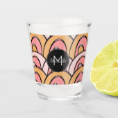 Groovy Pink Orange Monogram Individuelle Name Schnapsglas (Vorderseite)