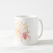 Groovy Pink Orange Spinne im Halloween-Netz Kaffeetasse (VorderseiteRechts)