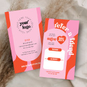Groovy Pink & Red Refer a Friend Logo Schönheitssa Empfehlungskarte