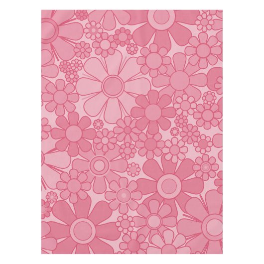 Groovy Pink Retro 60er 70er Floral Muster Tischdecke (Vorderseite)