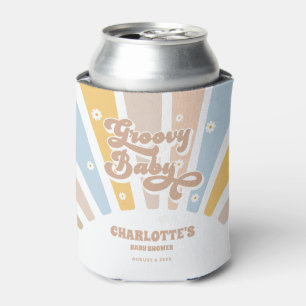 Groovy Pink Retro Daisies Foto Baby Duschfavoriten Dosenkühler