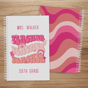 Groovy Pink Retro Teacher Planer