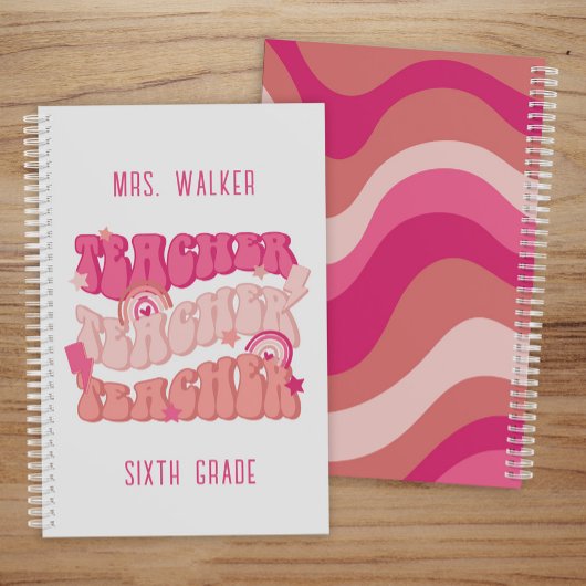Groovy Pink Retro Teacher Planer