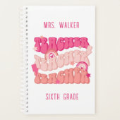 Groovy Pink Retro Teacher Planer (Vorderseite)