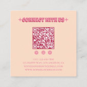 Groovy Pink Retro Wave mit QR-Code Quadratische Visitenkarte (Rückseite)