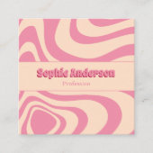 Groovy Pink Retro Wave mit QR-Code Quadratische Visitenkarte (Vorderseite)