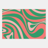 Groovy Pink und Green Retro Weihnachts-Wirbel Geschenkpapier Set (Vorderseite 3)