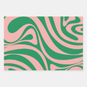 Groovy Pink und Green Retro Weihnachts-Wirbel Geschenkpapier Set (Vorderseite 2)