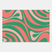 Groovy Pink und Green Retro Weihnachts-Wirbel Geschenkpapier Set (Vorderseite)