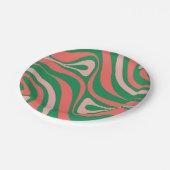 Groovy Pink und Green Retro Weihnachts-Wirbel Pappteller (Schrägansicht)
