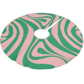 Groovy Pink und Green Retro Wirbel Polyester Weihnachtsbaumdecke (Schrägansicht)