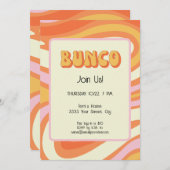 Groovy Pink und Orange Bunco Einladung (Vorne/Hinten)