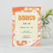 Groovy Pink und Orange Bunco Einladung (Stehend Vorderseite)