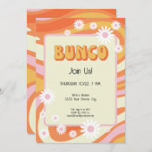 Groovy Pink und Orange Bunco Einladung (Vorne/Hinten)