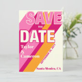 Groovy Pink und Orange Wedding speichern das Datum Save The Date (Stehend Vorderseite)