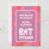 Groovy Pink Waves Custom Bat Mitzvah Save The Date (Vorderseite)
