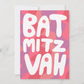 Groovy Pink Waves Custom Bat Mitzvah Save The Date (Rückseite)