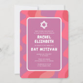 Groovy Pink Waves Star von David Custom Bat Mitzva Einladung (Vorderseite)