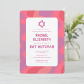 Groovy Pink Waves Star von David Custom Bat Mitzva Einladung (Stehend Vorderseite)