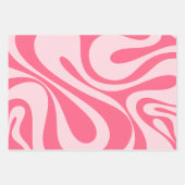 Groovy Pink Wavy Loops Retro Abstrakte Muster Geschenkpapier Set (Vorderseite 3)